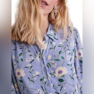 EUC Y.A.S. Janey Puff sleeve floral blouse